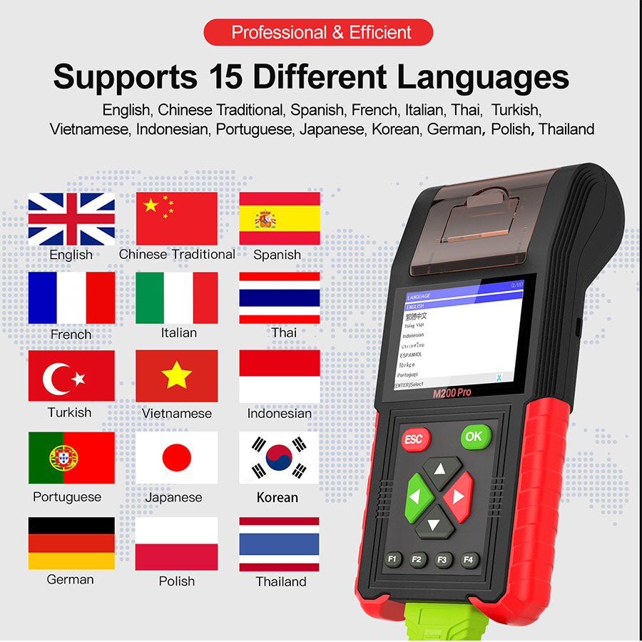 JDiag M200 Pro Diagnostic Scanner with Honda ECU Remap Universal Motorcycle Scanner Battery Tester ABS System Test Fault Codes